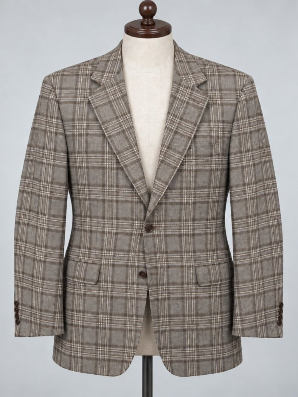 Canali Blazer Sport Coat Mens 40R Brown Plaid Tweed Wool Cashmere Silk Italy 50